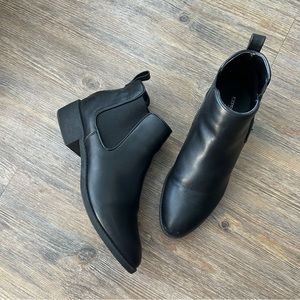 Black Faux Leather Ankle Booties